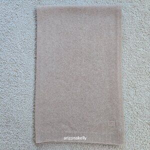 NWOT Banana Republic Cashmere Scarf Tan With Ribbed Ends & Embroidered Logo